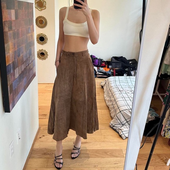 liz wear Dresses & Skirts - Chic Brown Leather Maxi Skirt